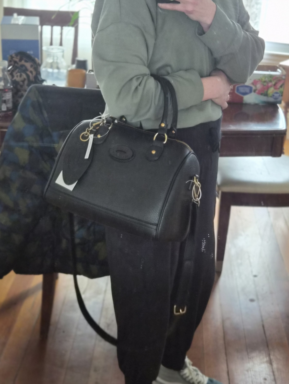 NWT Viral Steve Madden Bboden Black Rowan Boston Bag - Leather Satchel Crossbody - Picture 3 of 10